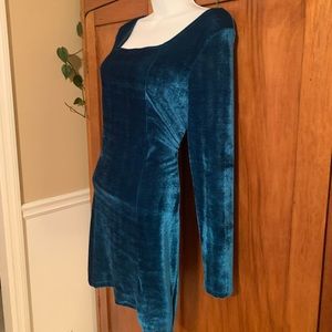 Teal velvet dress